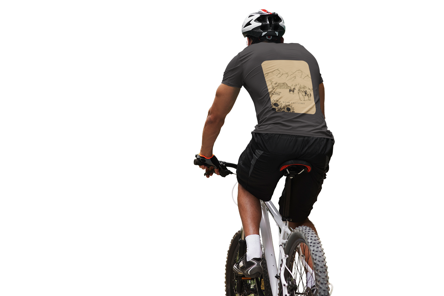 Person riding a bicycle on a white background