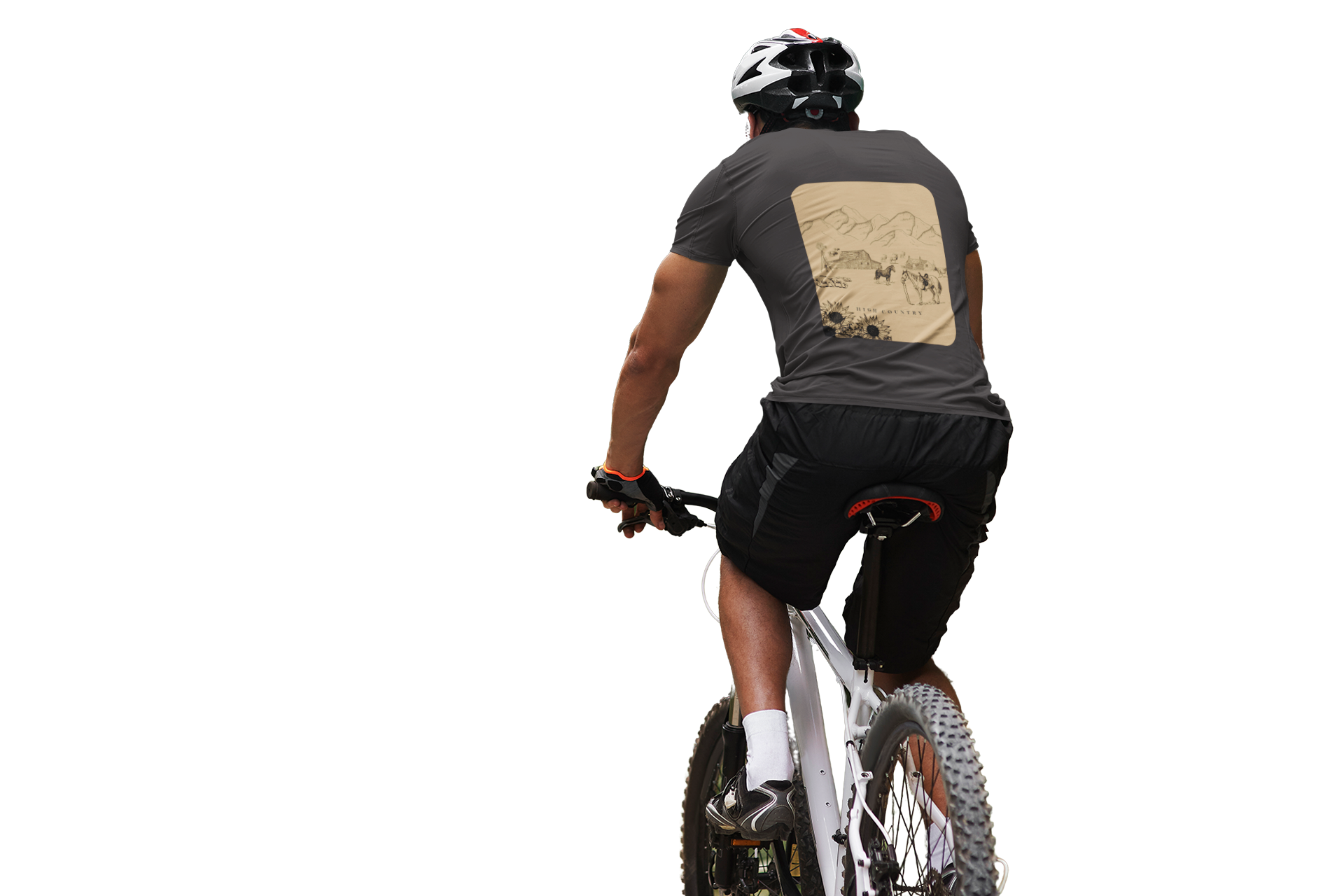 Person riding a bicycle on a white background