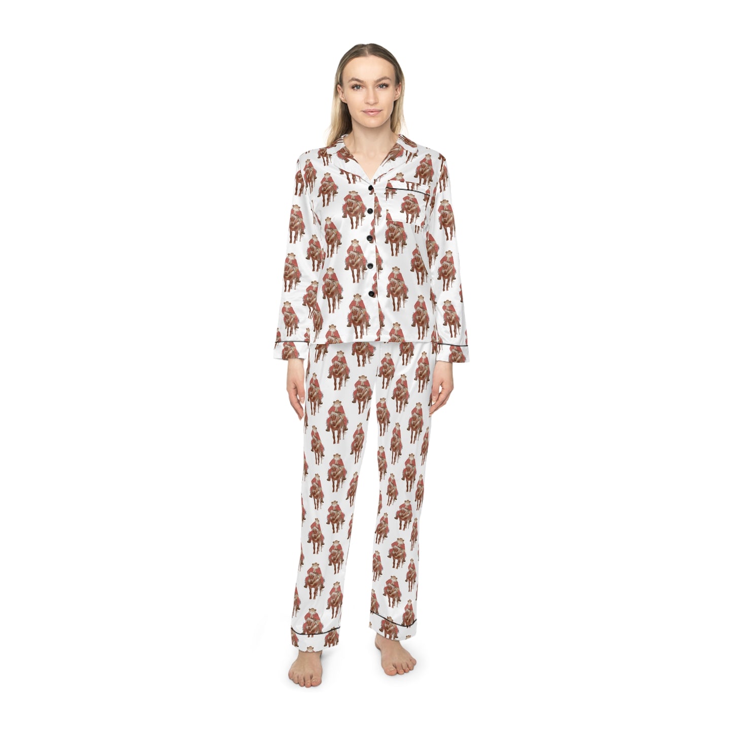 Western Santa Satin Pajama Set